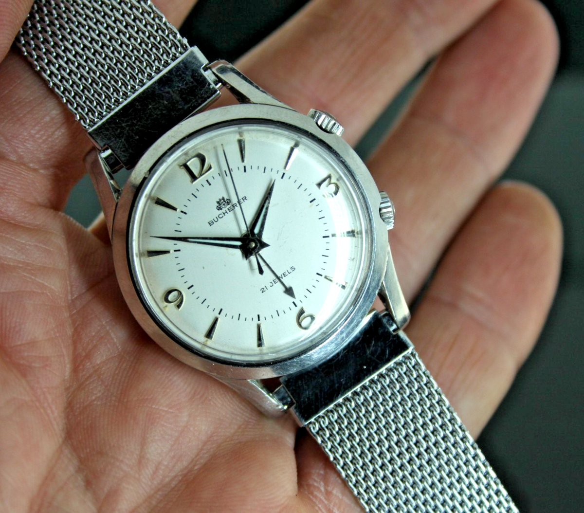 BUCHERER ヴィンテージ腕時計 Vintage Bucherer men's Watch Wrist Alarm Fully Restored Working