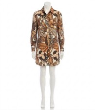 Karen Kane Perry Print Blouson Sleeve Mini Shirtdress Brown Black And White