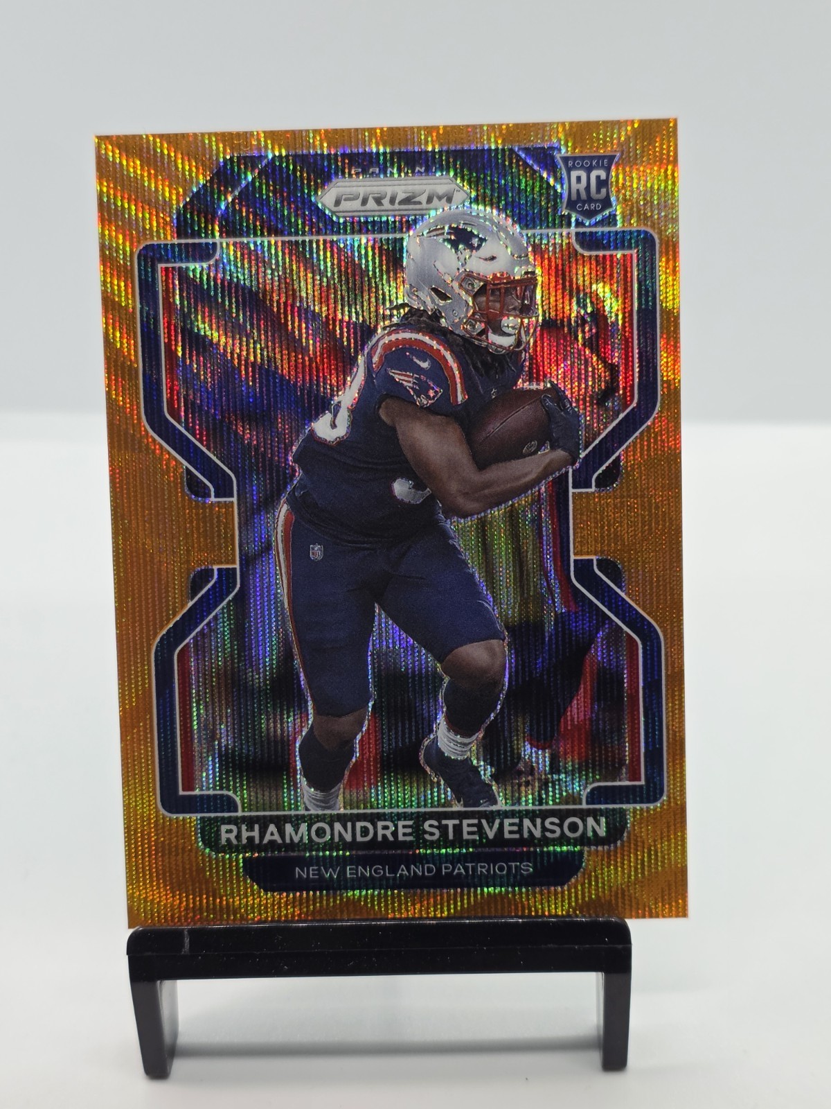 2021 Panini Prizm Rhamondre Stevenson Orange Wave /60 Rookie SP New England Pats