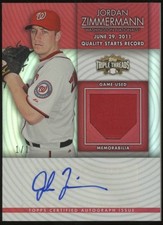 2012 Topps Triple Threads Jordan Zimmermann Nationals 1/1 Autograph Patch Red