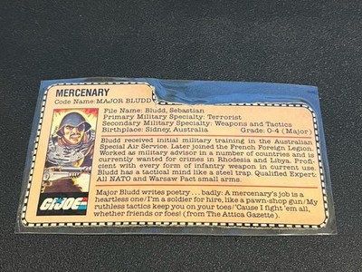 gi joe lot File Card 1983 Major Bludd Laminated Great Condition