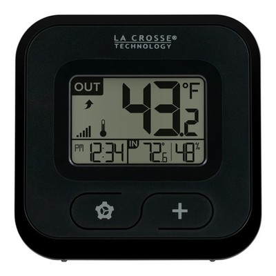 308-147 Wireless Compact Digital Thermometer with Humidity, Black