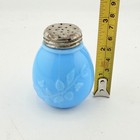 Antique Fostoria Flower Sprig Blue Opal Glass Shaker c1897 Original Lid — photo 8