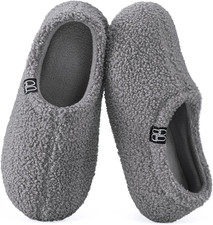 Women's Fuzzy Curly Fur Memory Foam Loafer Slippers with Polar Fleece Lining