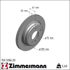 2x Zimmermann 150.1286.20 Bremsscheibe für BMW 5 E39 Bremsscheiben