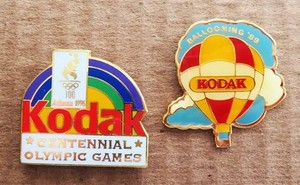2 Vintage - Kodak Balloon Pinbacks - 'Centennial Olympic Games' USA - 89/96