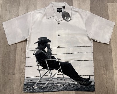 James Dean Men s Short Sleeve Cowboy Graphic Button Shirt - XL