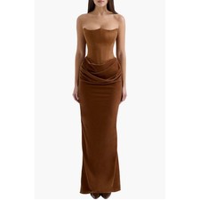 HOUSE OF CB Persephone Toffee Corset Satin Velvet Gown S