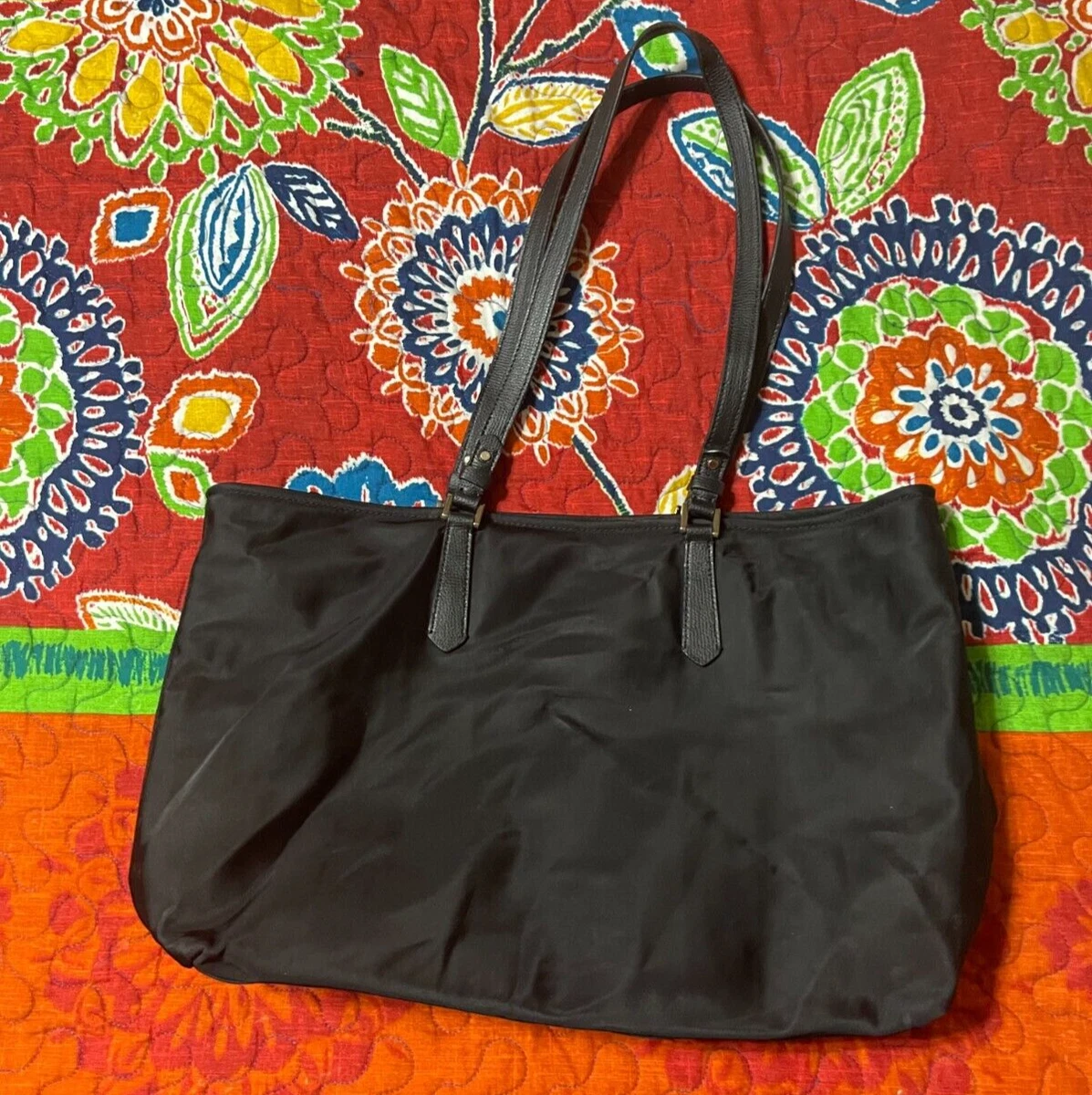 Kate spade black canvas clearance tote