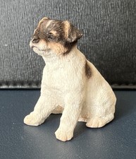 Adorable figurine de chiot Jack Russell Terrier en résine peinte à la main - 5cm