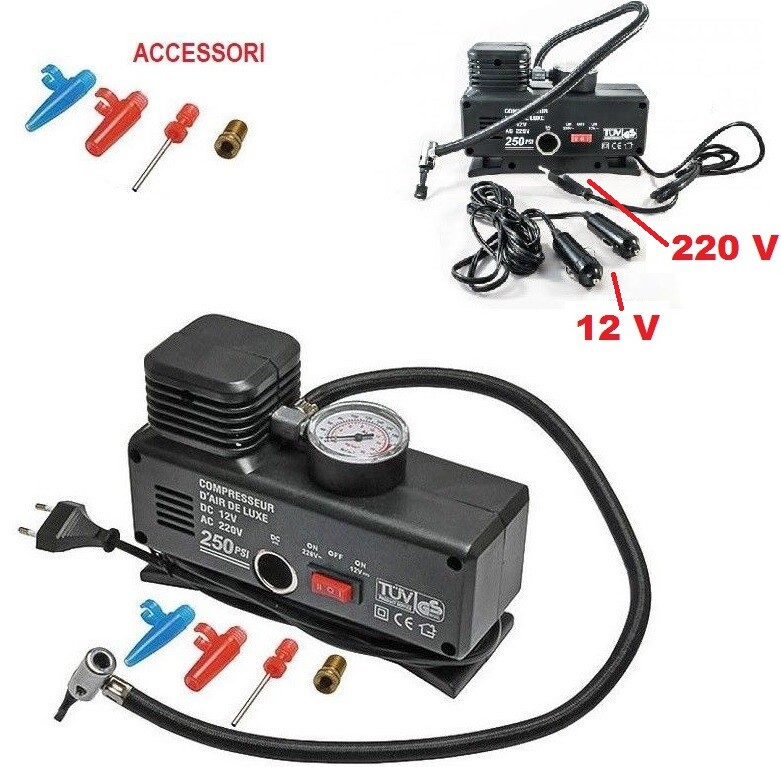 Mini Compressore Elettrico 12V/220V per Pneumatici e Gonfiabili