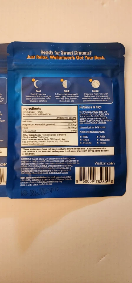 Wellamoon Sleep Support Patches 28 Patches Per Pk 3 Packs a total of 84 patches - Image 2 of 3