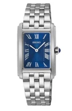 Seiko Rectangular Blue Dial Stainless Steel Quartz Women's Watch SWR085P1