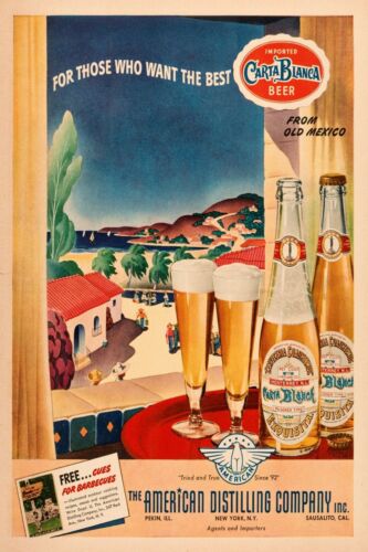 Carta Blanca Mexican Beer Advert Retro Vintage Style Metal Sign, bar, lager, pub - Afbeelding 1 van 1
