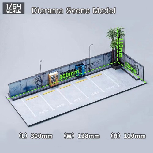 1/64 Diorama Open Air Car Parking Lot Model LED Lighting Car Garage Scene Model - Picture 11 of 16