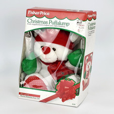 1991 - Fisher-Price - Christmas Puffalump - White Teddy Bear - Holiday - NIB NIP