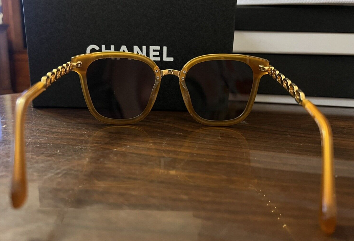 Chanel Brown Sunglasses With Gold Logo On Sides | eBay Chanel Brown Sunglasses With Gold Logo On Sides | eBay