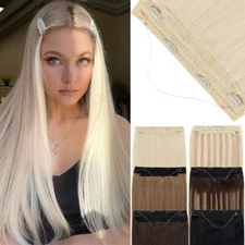 100% Remy Human Wire in Hair Extensions Invisible Nano Ring Clip in Headband
