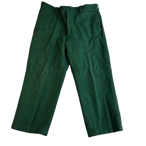 Vintage 60s Mens Wool Serge Green Military Trousers Army Wool