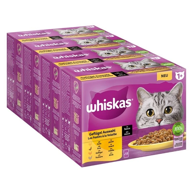 WHISKAS Katzenfutter 120er PACK Adult 1+ Geflügelauswahl in Gelee 120x85g - Bild 4 von 4