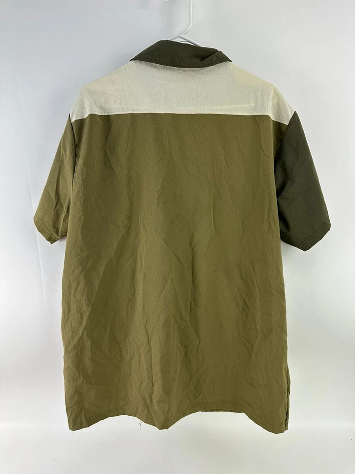 Roma Concept Mens Multicolor Green Button-Up Short Sleeve Shirt Size 1X - Image 2 of 3