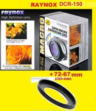 Raynox DCR-150 OBIETTIVO MACRO + ANELLO 72mm-67mm a SONY RX10 III,LEICA 14-50,AF 28-200