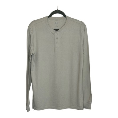 Gap Men's 100% Cotton Long Sleeve Henley T-Shirt Size S Oatmeal Beige