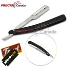 100 Blades + Barber Salon Straight Cut Throat Shaving Razor Black