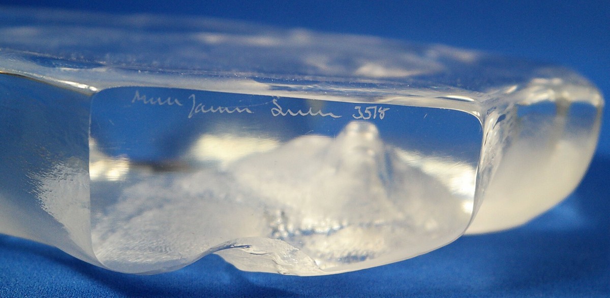 希少 デザイン スウェーデン 白熊 MATS JONASSON サイン有 Mats Jonasson Signed Sweden Polar Bear Intaglio Engraved