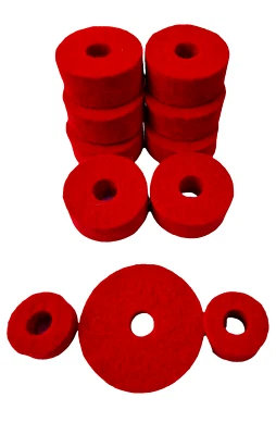 RockSolid Drums Red Cymbal Felt Set For Hi Hat and Cymbal Stands