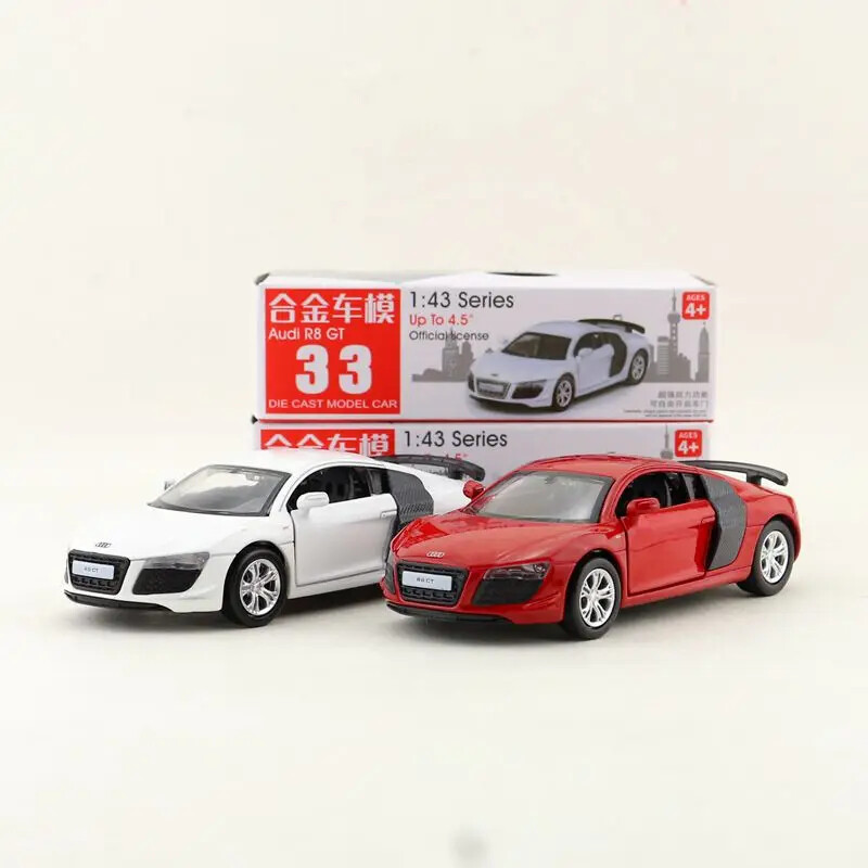 1:43 Scale Audi R8 Spyder Diecast Toy Model  Racing Car Pull Back Toy Vehicle