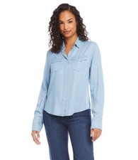 NEW KAREN KANE BLUE DENIM  CAREER SHIRT BLOUSE SIZE XL $138