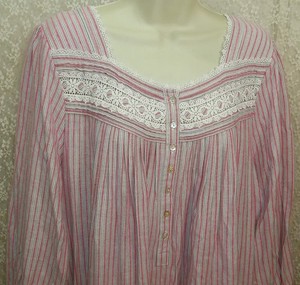 Eileen West L Large Long Baby Flannel Nightgown POCKETS Red/White Gown NWT $74 | eBay