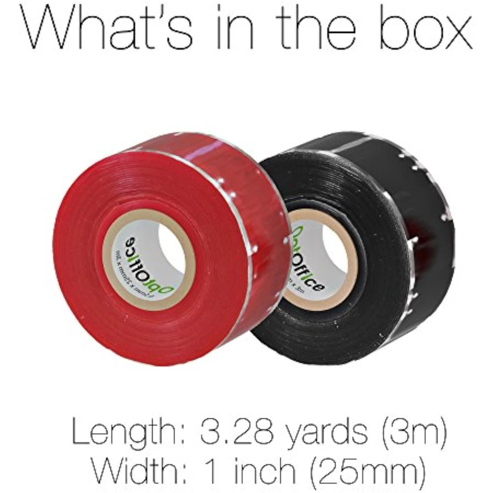 2x Cinta de silicona autofusible con sello elástico rojo/negro 1 pulgada x 10 pies - 20 pies en total Foto 3 de 4
