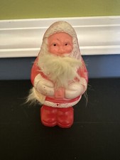Vintage Celluloid Santa Rattle Christmas Beard USA 4.5  