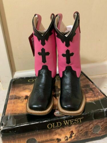 Old West Made in Texas Tall Black Leather Harness Boots Size  display picture 1