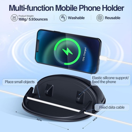 Support Téléphone Voiture Support Silicone Tableau de Bord Support pour Smartphones Appareils GPS - Photo 7 sur 9