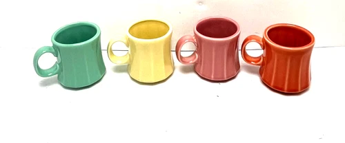 Vtg Lot of 4 HLC Homer Laughlin Restaurant Ware Fluted Coffee Mugs pastels