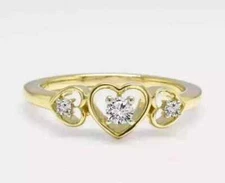 1.50 Ct Round Cut Simulated Diamond Heart Shape Ring 14k Yellow Gold Plated