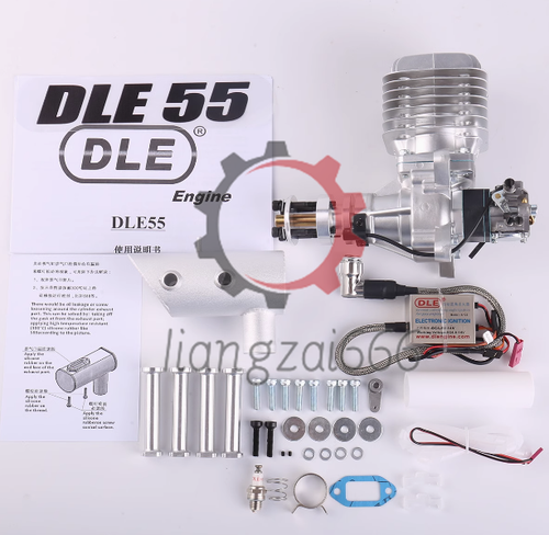 DLE 55CC Single Cylinder Two Stroke Side Exhaust Gas Engine w/ Muffler&Ignition - Picture 2 of 5