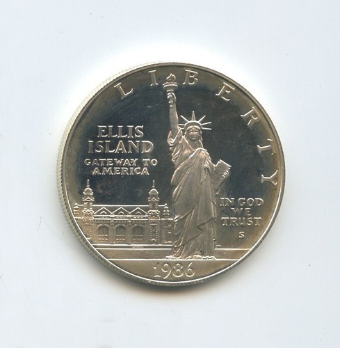 Dólar de plata Liberty Ellis Island 1986-S de Estados Unidos - XF