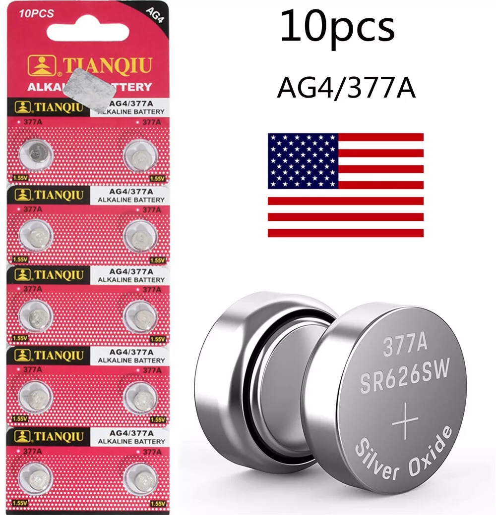 10 Pcs AG4 377 377A LR626 SR66 1.5 Volt Alkaline Button Cell Watch