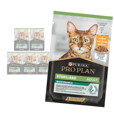 Purina Pro Plan Adult Sterilised Maintenance 6x85g Katzenfutter Hähnchen Sauce
