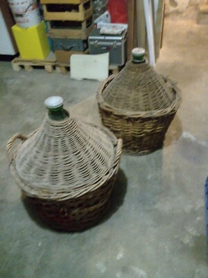 2 Damigiane Da 10 Litri Con Cesto In Plastica - Ideali Per Vino, Olio O Conservazione