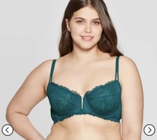 Auden Bra Balconette Lace Unlined English Teal 32AA 32D No Padding Underwire