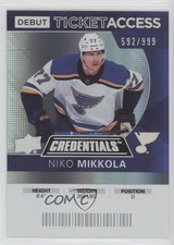2021 Upper Deck Credentials 2020-21 Debut Ticket Access /999 Niko Mikkola 07g7