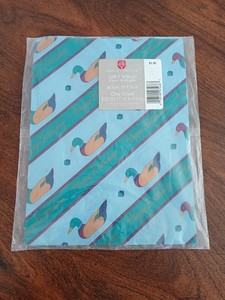 American Greetings Vintage Mallard Duck Happy Birthday Blue Gift Wrap Sheet