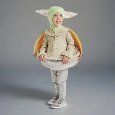 NEW Disney Store Star Wars Baby Yoda Grogu Hover Pram Costume Toddler Kid Sz 2T