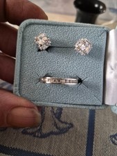 sterling silver band cubic zirconia ring and beautiful sterling earrings also CZ