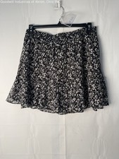 NWT Loft Black/Gray Floral Women's A-Line Skirt, Sz. L